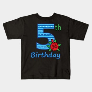 5th Floral - 5th Birthday - Flower - Floral - Birthday Party gift Kids T-Shirt